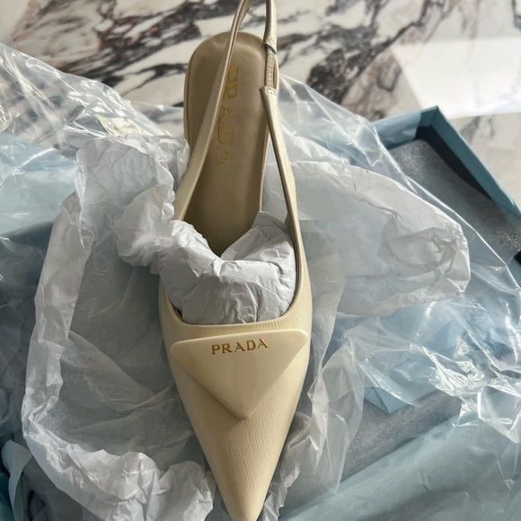 Prada Beige Slingback Heels - Picture 1 of 5